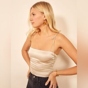 Reformation Lucrezia Silk Tank Top in Champagne